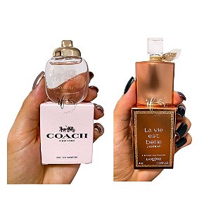 Kit Miniatura Perfume Coach New York Feminino Edp 4.5ml + Miniatura Perfume La Vie Est Belle Gold Extrait Feminino Edp 4ml