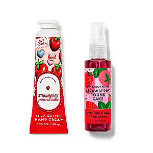 Kit Bath & Body Works Hidratante Para As Mãos Strawberry Pound Cake + Álcool Em Spray Antisséptico Para Mãos