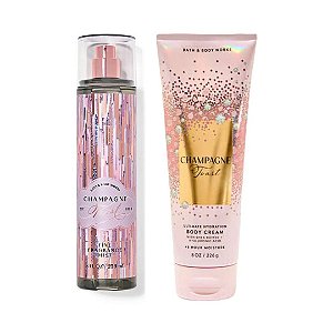 Kit Bath & Body Works Body Splash Champagne Toast + Creme Hidratante Corporal Body Cream Champagne Toast