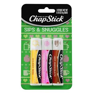 Chapstick Sips & Snuggles Lip Balm - Hidratante Labial Kit com 3 Unidades