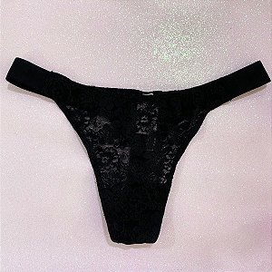 Victoria's Secret PINK - Calcinha Renda Preta Tamanho M