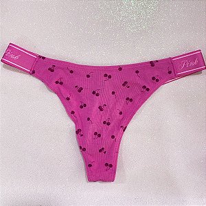 Victoria's Secret PINK - Calcinha Algodão Rosa Com Estampa de Cereja Tamanho S/P