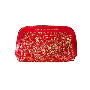 Carolina Herrera - Nécessaire Vermelha com Detalhes em Dourado