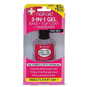 Nail-Aid - Base em Gel 3 em 1 + Top Coat + Endurecedor Base + Top Coat + Hardener