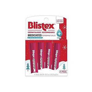 Blistex - Kit Lip Balm Hidratante Labial Bastão Medicated Peppermint 4 unidades