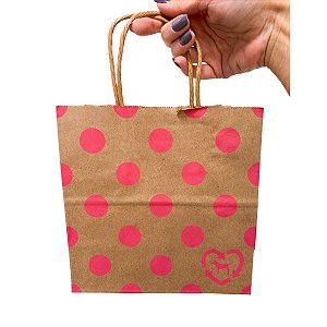 Sacola Presente Pink Bolinhas Rosa P