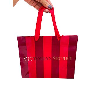 Sacola Presente Victoria's Secret Brilhosa Vermelha M Alça Cetim