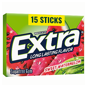 Extra Gum - Chiclete De Melancia Sem Açúcar Watermelon Goma de Mascar 15 unidades