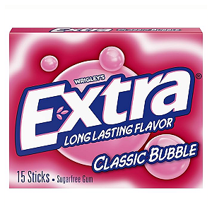 Extra Gum - Chiclete Sem Açúcar Classic Bubble Goma de Mascar 15 unidades