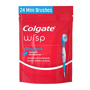 Colgate - Escovas de Dente Descartáveis ​​Colgate Max Fresh Wisp, Mini Escova de Dente Menta (Pacote com 24 unidades)