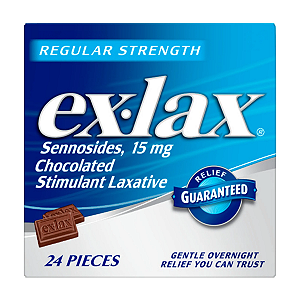 Ex-Lax Regular Strength – Comprimidos Laxantes Estimulantes Sabor Chocolate para Alívio da Constipação – 24 Unidades