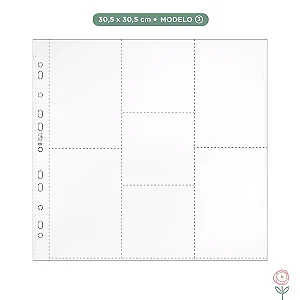 Kit Plástico para Álbum com Furação Universal Juju Scrapbook 30,5 x 30,5 cm Modelo 3 com 10 unidades