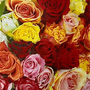 GUARDANAPO 20 UNIDADES - BOTÕES E ROSAS COLORIDAS