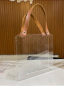 Case com Alça - Acrílico cristal - 21 x 21 x 6cm