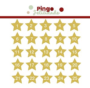 APLIQUE ESTRELAS DE NATAL GRAVADAS - 25 PÇS