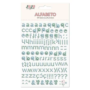 Cartela de Adesivos Puffy - Modelo Alfabeto Azul & Verde