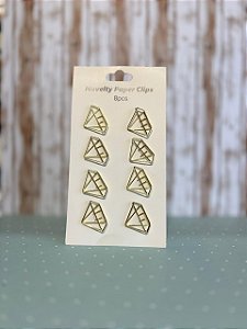 Clip para Papel Diamantes Dourado