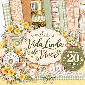 KIT 20 FOLHAS COLEÇÃO VIDA LINDA DE VIVER