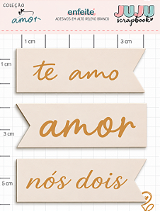 ADESIVO EM RELEVO BRANCO - PURO AMOR - JUJU SCRAPBOOK