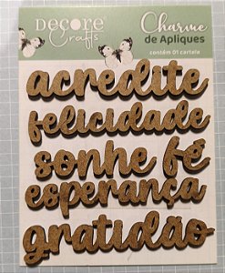 Aplique MDF acredite, felicidade