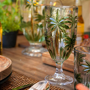 TAÇA CRISTAL DE CHUMBO PALM TREE HANDPAINT 450ml - WOLFF