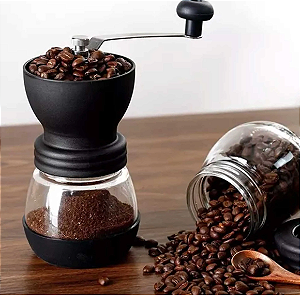 MOEDOR DE CAFÉ AÇO INOX MANUAL COM PORTA PÓ - LYOR