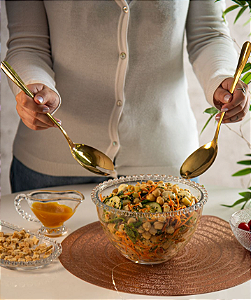 CONJUNTO 2 PEÇAS AÇO INOX PARA SALADA POSITANO DOURADA 27CM -LYOR