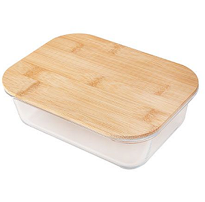 POTE HERMÉTICO DE VIDRO COM TAMPA DE BAMBU 950 ML / 19,7CM X 14,7CM X 6,4CM - CLINK