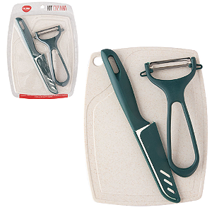 KIT TÁBUA, DESCASCADOR E FACA CINZA - CLINK