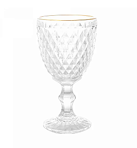 TAÇA DE VIDRO PARA ÁGUA BICO DE ABACAXI COM FIO DE OURO 325ML - LYOR