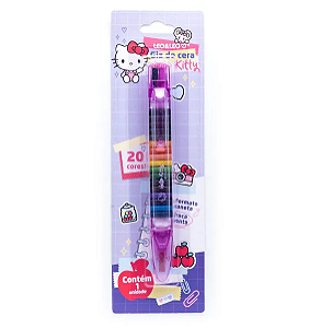 CANETA GIZ DE CERA TROCA PONTA 20 CORES HELLO KITTY - LEONORA