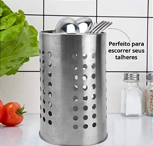 PORTA TALHERES DE AÇO INOX 17X12CM - CLINK