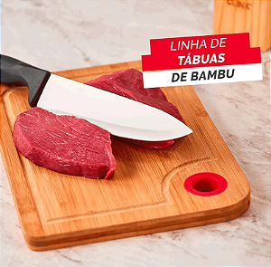 TÁBUA DE CORTE DE BAMBU COM ALÇA DE SILICONE 28X19 - CLINK