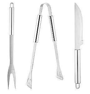 CONJUNTO CHURRASCO GOURMET 3 PEÇAS DE AÇO INOX - CLINK