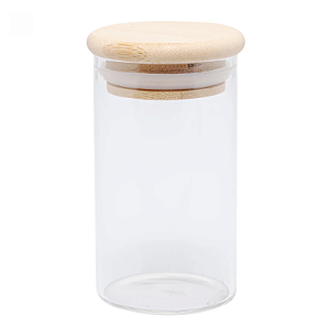 PORTA MANTIMENTOS DE VIDRO BOROSSILICATO COM TAMPA DE BAMBU 1L - WOLFF