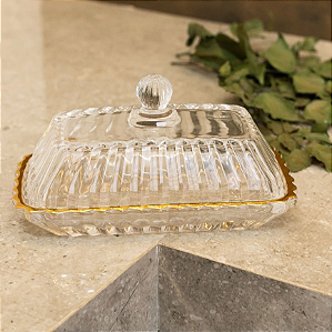 MANTEGUEIRA DE CRISTAL COM FIO DE OURO IMPERATRIZ 16X8CM - WOLFF