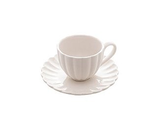 KIT 2 XÍCARAS DE CAFÉ DE PORCELANA COM PÍRES PÉTALA BRANCO MATTE 90ML - WOLFF