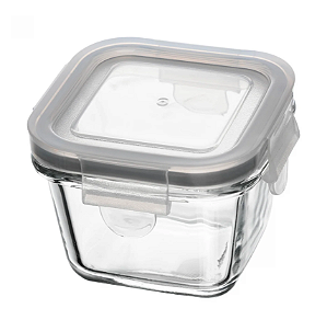 POTE HERMÉTICO DE VIDRO COM TAMPA QUADRADO 150ML - LYOR