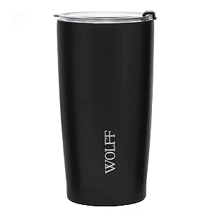 COPO TÉRMICO DE AÇO INOX PAREDE DUPLA COM TAMPA PRETO 600ML - WOLFF