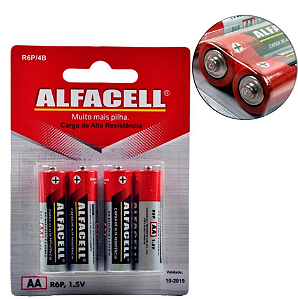 PILHA ALCALINA AA 1,5V CARTELA COM 4UN - ALFACELL