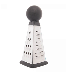 MINI RALADOR DE AÇO INOX 3 FACES COM CABO PRETO 7X7CM - LYOR