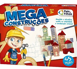 Mega Construções Blocos Montar 45 Peças Pais e Filhos - 7394