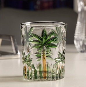 COPO BAIXO DE CRISTAL ECOLÓGICO PALM TREE HANDPAINT 340ML - WOLFF