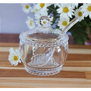 AÇUCAREIRO COM COLHER E TAMPA DE CRISTAL PEARL 200ML - WOLFF