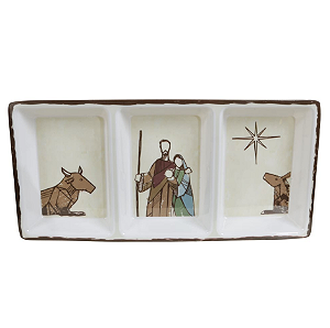 PETISQUEIRA DE NATAL SINO DE BELÉM 3 DIVISÓRIAS MELAMINA 31X15CM - FLORARTE