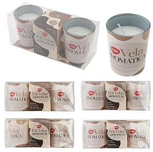 KIT COM 2 VELAS AROMÁTICAS MICROCRISTALINAS 6X5CM AROMAS SORTIDOS - CLINK