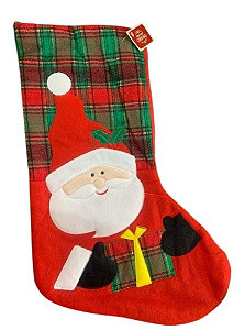 MEIA DECORATIVA DE NATAL PAPAI NOEL 44X28CM - MULTIART