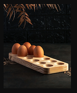 PORTA OVOS DE MADEIRA PINUS 31X11X2CM - WOLFF