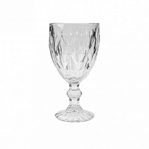 TAÇA PARA ÁGUA DE VIDRO DIAMOND TRANSPARENTE 360ML - WELLMIX
