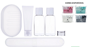 KIT VIAGEM COM 6 PEÇAS + NECESSAIRE PORTA SHAMPOO PORTA SABONETE - TOKYO DESIGN